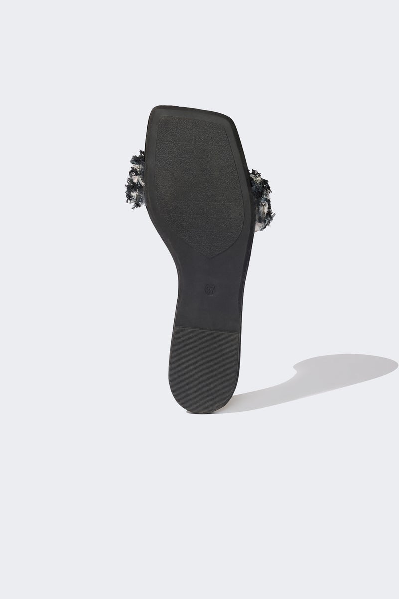 DeFacto Black Woman Woman Pearl Single Band Flat Sole Slippers Casual - Image 4